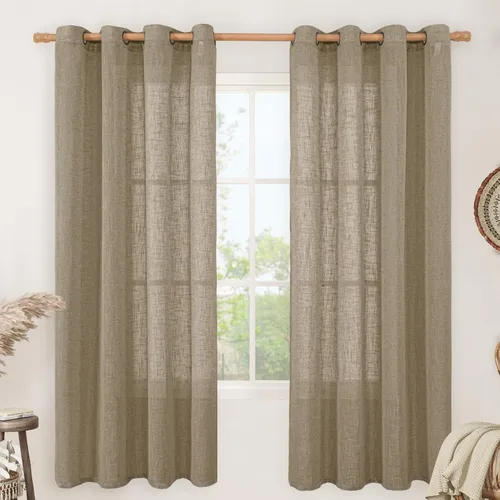 Miniatura 200 de LAMIT Cortinas de lino sintético para dormitorio, paneles filtrantes de luz, cortinas de lino con protección de privacidad con ojales para ventanas