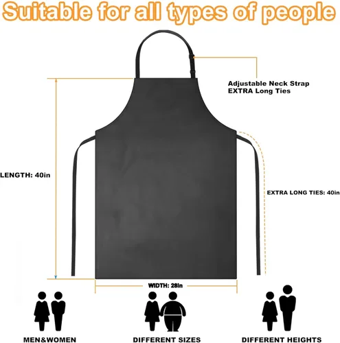 Miniatura 3 de Gotega 3 Pack Delantal de goma impermeable de vinilo ajustable con babero - Delantal de cocina para mujer y hombre, delantal de chef, delantal