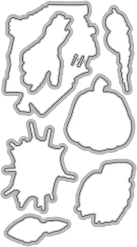 Miniatura 5 de Juego de sellos transparentes espeluznantes y troqueles de corte de metal con diseño de calavera de calabaza de Halloween con paquete de caja