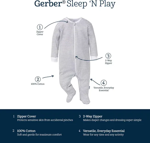 Miniatura 74 de Gerber Sleep 'n Play - Mamelucos para niños, paquete de 4