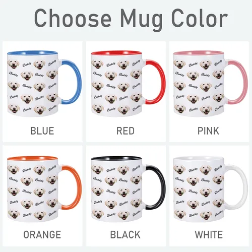 Miniatura 6 de Taza personalizada con nombre de cara de perro, taza de café personalizada, taza de foto de perro personalizada de 11 onzas, regalos para amantes