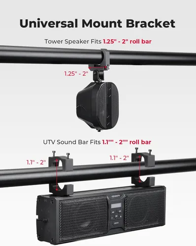 Miniatura 5 de KEMIMOTO Sistema de barra de sonido UTV de 2.1 canales, barra de sonido ATV de 17 pulgadas con luces RGB BT5.3 IP66 impermeable, subwoofer de techo