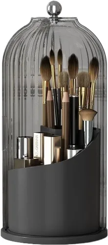 Miniatura 7 de Organizador de cuidado de la piel, organizador giratorio de 360 grados para brochas de maquillaje con tapa, organizador de brochas de maquillaje