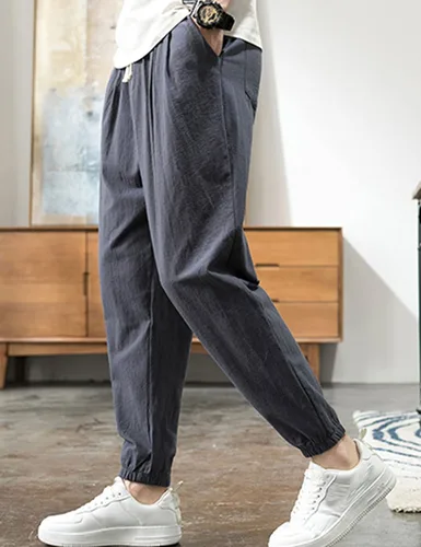 Miniatura 3 de Zontroldy Pantalones de algodón y lino para yoga, golf, playa, jogger, sudor, descanso, harem, pantalones