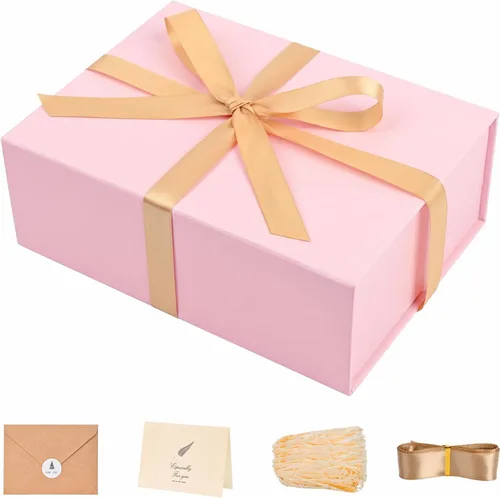 Miniatura 12 de LIFELUM Caja de regalo de 13.5 x 10 x 4 pulgadas, caja de regalo grande con tapas magnéticas, cajas de regalo negras para regalos de graduación