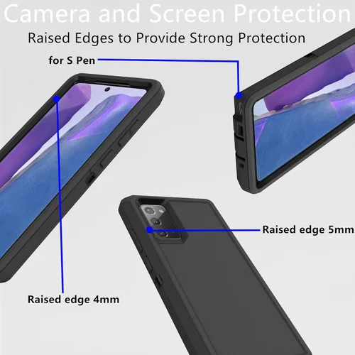 Miniatura 4 de Funda para Samsung Galaxy Note 20 (no para Note 20 Ultra), resistente funda protectora a prueba de polvo, a prueba de golpes, protección contra Negro