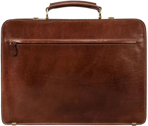 Miniatura 4 de Maxwell Scott - Mens Luxury Italian Leather Large Square Briefcase - Zip Closure - Handmade in Italy - The Alanzo