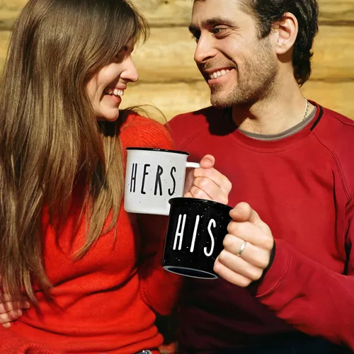 Miniatura 8 de MAINEVENT Juego de 2 tazas de café de 11 onzas, bonitas tazas de café a juego para parejas para aniversario, compromiso con él y su regalo