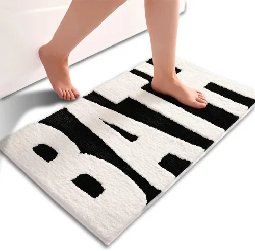 Miniatura 6 de Alfombras de baño beige, bonitas alfombras de baño antideslizantes, coloridas, gruesas, suaves, peludas, estéticas, superabsorbentes, para ducha, 16