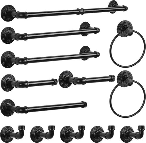 Miniatura 8 de Juego de accesorios de baño industriales para toallas con toallero de papel, soporte para toallas de mano, soporte para toallas de mano, soporte