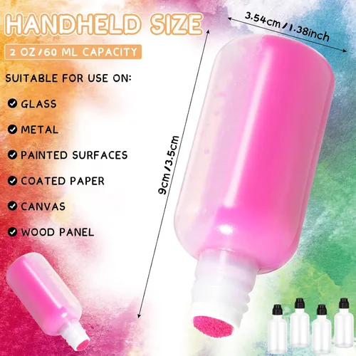 Miniatura 2 de Patelai 24 botellas vacías de pintura de 2 onzas, prácticas botellas de esponja para pintar con punta de esponja, marcadores de bingo recargables