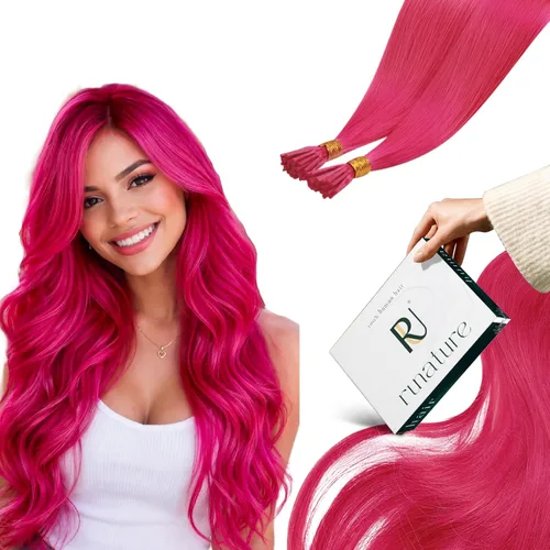 Miniatura 16 de RUNATURE Extensiones de cabello humano con punta en I Tip de 18 pulgadas, extensiones de cabello natural Remy para mujer, extensiones de cabello