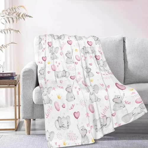 Miniatura 9 de Manta de elefante con globos, manta de franela súper suave y ligera para niños, adultos, adecuada para sofá, cama, campamento, viajes, todas