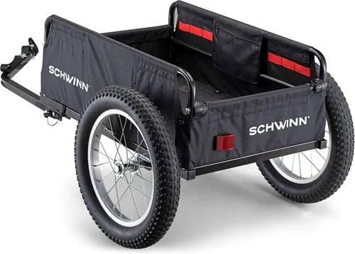 Miniatura 2 de Schwinn Porter - Remolque de bicicleta de carga, peso máximo de 100 libras, red de malla elástica, neumáticos grandes con orificios, color negro