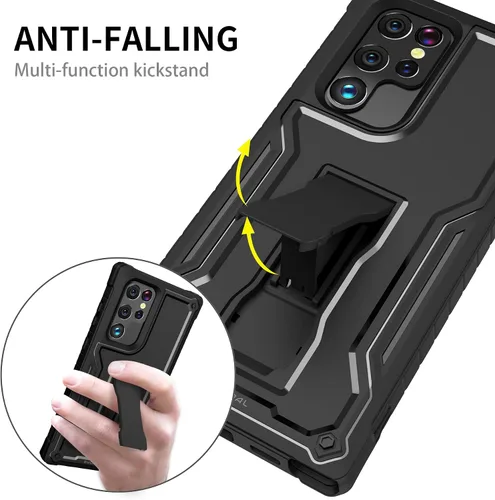 Miniatura 5 de Funda para Samsung Galaxy S22 Ultra 5G (no es compatible con teléfonos no Plus o Plus), protección de grado militar a prueba de golpes, soporte Azul