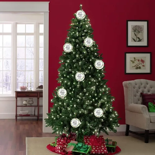 Miniatura 8 de Adornos de Navidad personalizados, colgante de cerámica personalizado con foto, texto/imagen, adorno colgante personalizado para parejas, niños