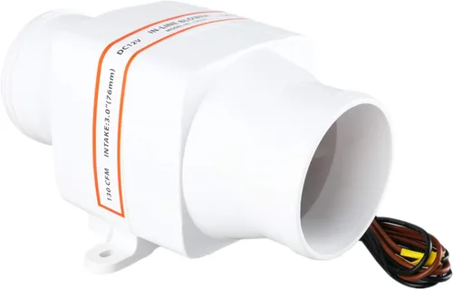 Miniatura 4 de YaeMarine Ventilador en línea de 3 pulgadas 12 V en línea soplador de aire de sentina marina eléctrico 130 CFM blanco para barco marino