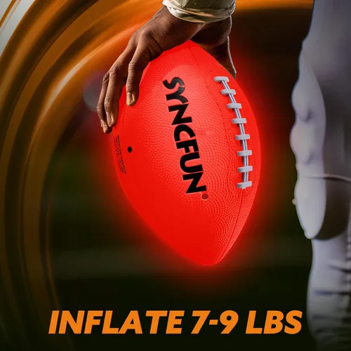 Miniatura 5 de SYNCFUN Fútbol que brilla en la oscuridad para niños, fútbol iluminado para juegos nocturnos de deportes al aire libre, pelota roja brillante
