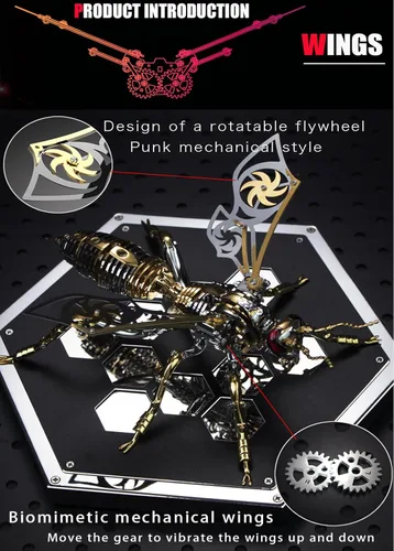 Miniatura 4 de Rompecabezas de metal 3D para adultos, kits de modelos: bricolaje para construir avispas mecánicas de metal, juguete de acero rompecabezas de acero