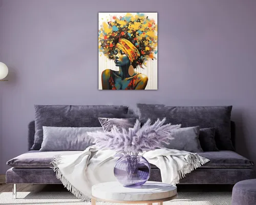 Miniatura 249 de Arte de pared afroamericano, decoración de rey y reina bailarín negro para sala de estar, arte de pareja de amor negro para dormitorio, lienzo