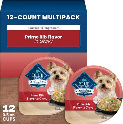 Miniatura 12 de Blue Buffalo Delicias Copa de alimentos de perro mojada de la raza pequeña adulta natural, sabor de pollo asado en salsa abundante 3.5-oz