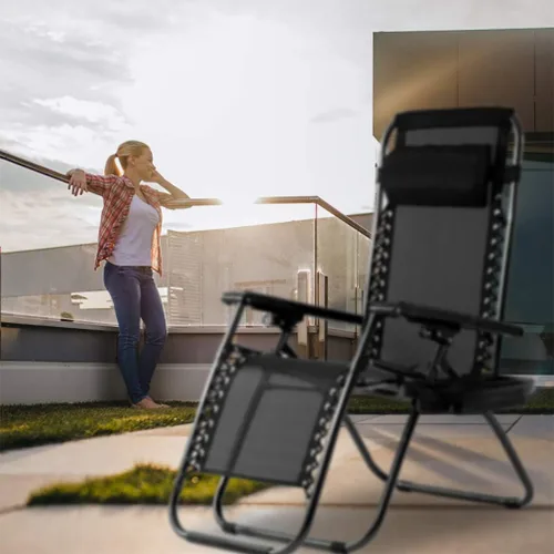 Miniatura 4 de FDW Zero Gravity - Juego de 2 sillas de césped con almohada y soporte para tazas, sillas plegables reclinables ajustables para exteriores, terraza