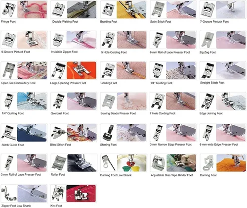 Miniatura 8 de Juego de 52 piezas de prensatelas para máquina de coser - Metal, caña baja para Singer, Brother, Babylock, Janome y Kenmore