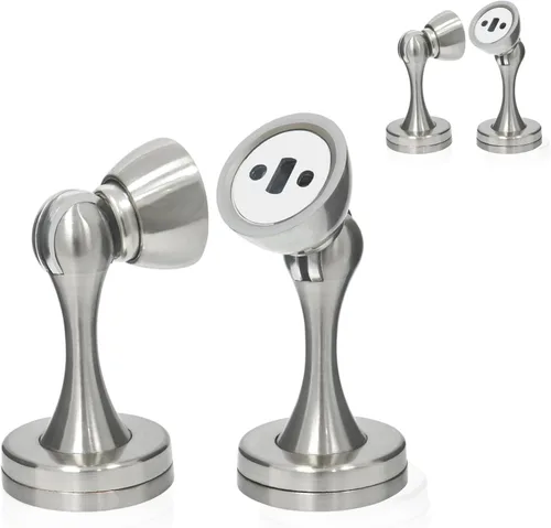 Miniatura 12 de HOMOTEK Paquete de 2 topes magnéticos para puerta, tope magnético para puerta, resistente punta de zinc y goma, soporte magnético para puerta, Negro