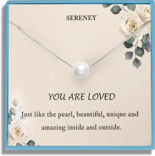 Sereney Regalos de cumpleaños para niñas y mujeres, collar de perlas de plata esterlina como regalo de cumpleaños de 7, 9, 10, 11, 13, 15, 16, 18,