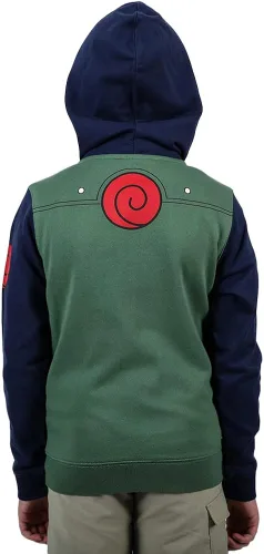 Miniatura 5 de Bioworld Naruto Anime Classic Kakashi Jonin - Sudadera con capucha para niños con cremallera Multicolor