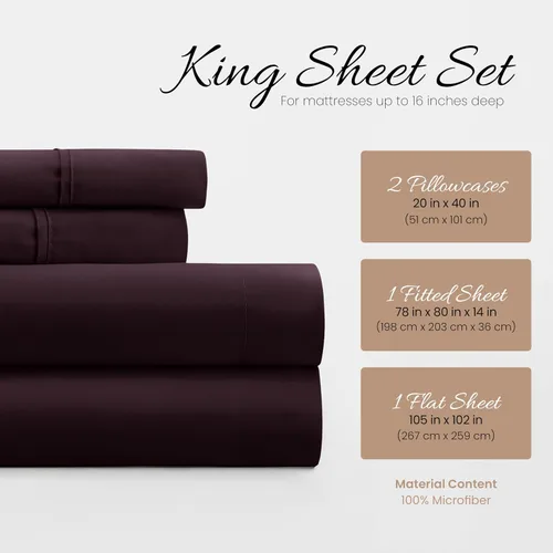 Miniatura 2 de Linen Market Juego de sábanas King de microfibra cepillada, 4 piezas, certificado Oeko-TEX, ultra suaves y sin arrugas, sábanas de bolsillo profundo