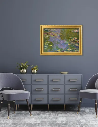 Miniatura 4 de DECORARTS - Impresiones de Giclee de Lirios de Agua de Claude Monet, Arte de Pared Enmarcado con Marco de Madera Maciza, Decoración de Jardín