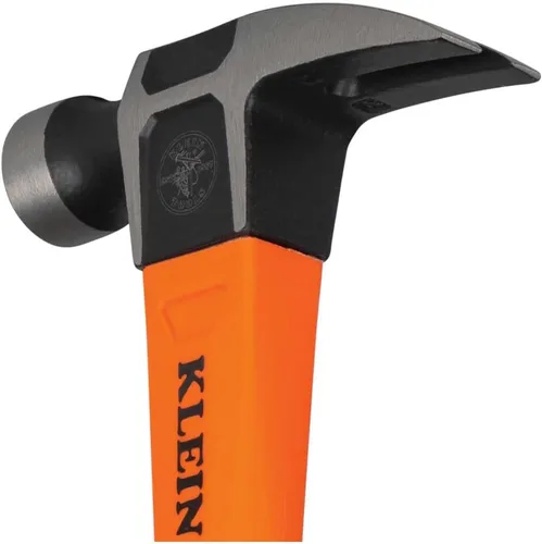 Miniatura 14 de Klein Tools H80816 Martillo de garra recta con cabeza lisa, 16 onzas, mango de agarre antideslizante de fibra de vidrio con orificio de sujeción, 13