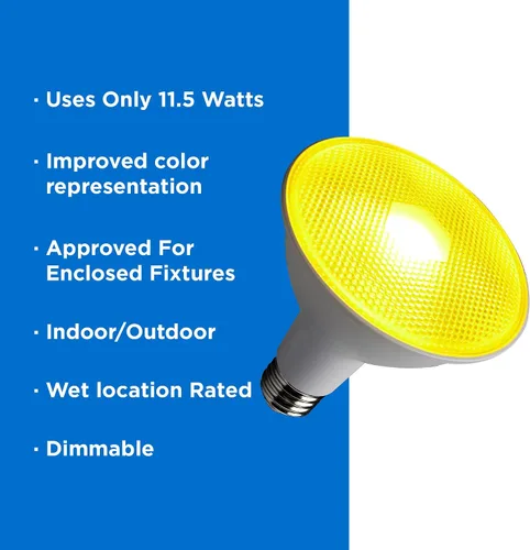 Miniatura 2 de Satco S29484 - Bombilla LED de color PAR38 de 11,5 vatios, color amarillo