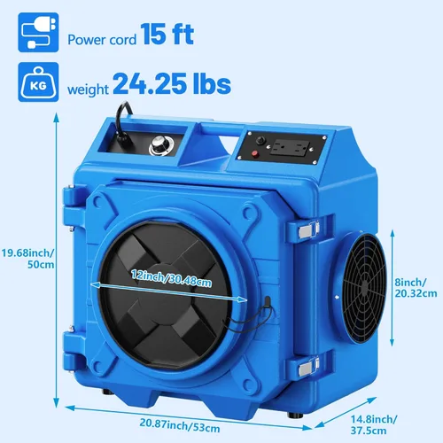 Miniatura 4 de Depurador de aire con filtración de 3 etapas, máquina de aire HEPA de 550 CFM apilable negativo, limpiador de aire con MERV10, carbono, H13 HEPA