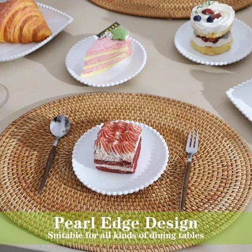 Miniatura 3 de Juego de 18 platos de postre de porcelana de 5.5 pulgadas, pequeños platos de cerámica para aperitivos, juegos de mini vajilla redondos, resistentes