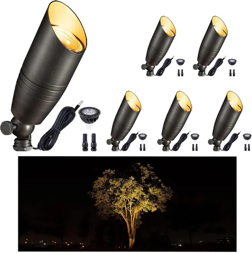 Miniatura 14 de Gardenreet Focos de paisaje de bajo voltaje - Lámpara de techo superior de latón 12V LED para exteriores, luces puntuales cableadas IP65