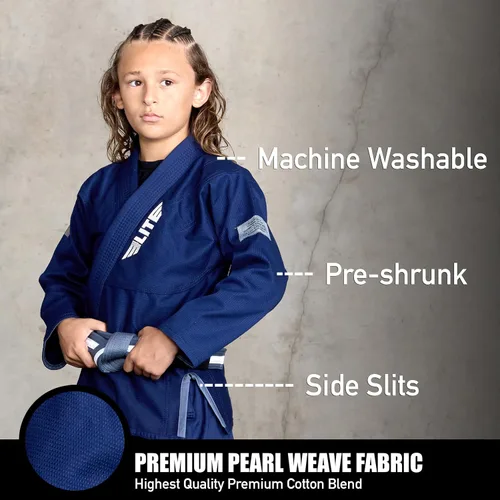 Miniatura 2 de Elite Sports Kids BJJ GI - Kimono brasileño Jiujitsu Gi con tela preencogida y cinturón, para niños y jóvenes, aprobado por la IBJJF
