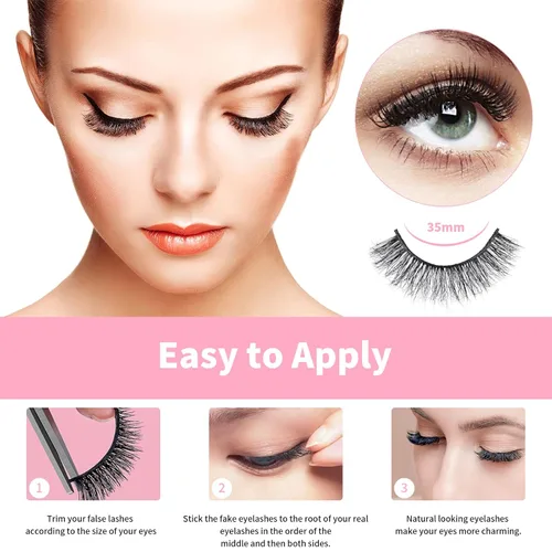 Miniatura 7 de Mebver Pestañas postizas de ojo de gato, pestañas de imitación de visón, aspecto natural, pestañas 8D esponjosas que parecen extensiones Postizas