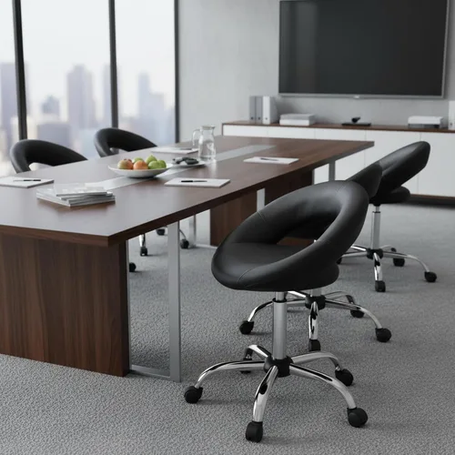 Miniatura 6 de DUHOME Taburete de trabajo WY-171XF Crescent Silla giratoria ajustable con ruedas (negro)