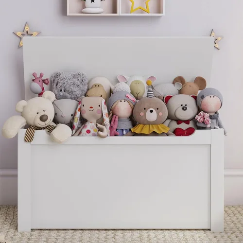 Miniatura 8 de Sturdis Caja de juguetes de madera, amplio compartimento de almacenamiento y organización, organizador de almacenamiento de juguetes para sala
