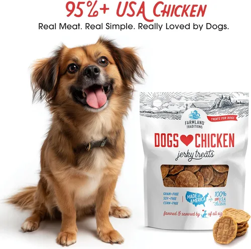 Miniatura 2 de Farmland Traditions Dogs Love Chicken Jerky - Golosinas para perros con solo 3 ingredientes y sin rellenos, bolsa de 1 libra (paquete de 2)