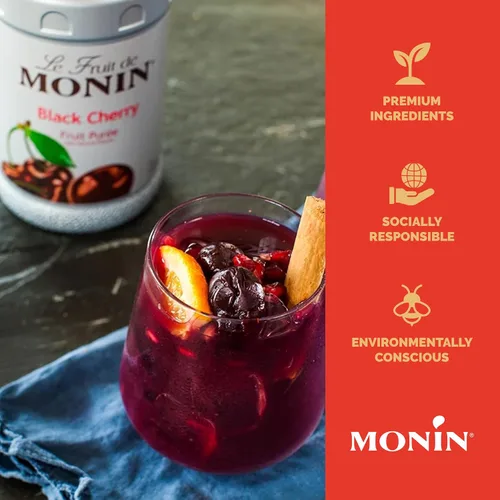 Miniatura 6 de Monin - Puré de cereza negra, sabores naturales, ideal para tés, limonadas, batidos y cócteles, sin OMG, vegano, sin gluten (1 litro)