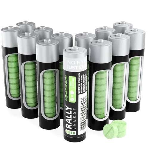 Miniatura 9 de Mentas de cafeína de Rally, 60 miligramos de cafeína, energía instantánea, mentas con cafeína de aliento fresco, 0 azúcar, sabor natural a menta