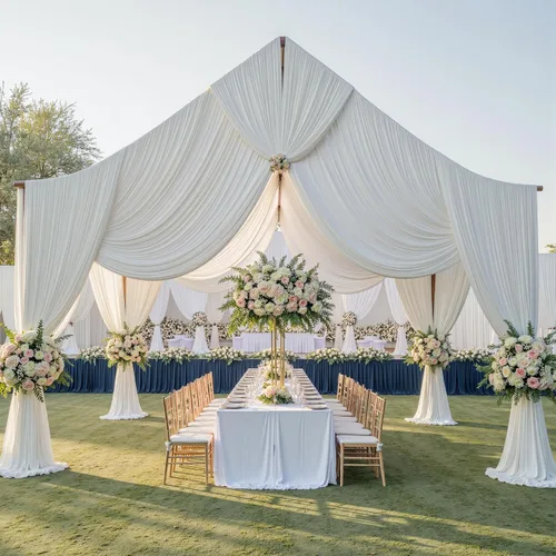 Miniatura 23 de Cortina de techo beige de 10 x 40 pies para fiestas de boda – 2 paneles sin arrugas de 40 pies de largo cortinas drapeadas para bodas, cumpleaños