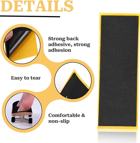 Miniatura 3 de 15 Piezas Cinta de Agarre de Espuma para Fingerboard, Tablero de Madera de Calidad Pegatinas de Espuma con Adhesivo Fuerte Antideslizantes Negras