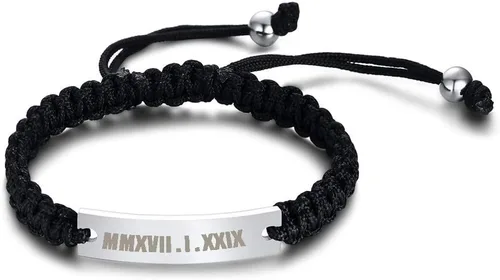 Miniatura 37 de MEALGUET Pulseras de ID Personalizadas para Parejas Grabado Personalizado Hecho a Mano Cuerda Trenzada Pulsera de Muñeca para Hombres Mujeres