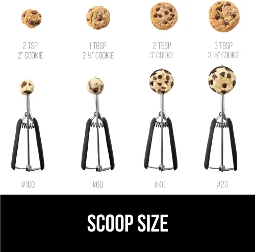 Miniatura 5 de GORILLA GRIP Cuchara para galletas de acero inoxidable sin BPA, cuchara #20 de 3 cucharadas soperas, mango de agarre suave, fácil liberación de Negro