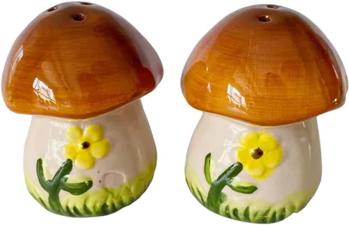 Miniatura 2 de Pintado a mano 3D cerámica sal y pimienta coctelera conjunto, setas