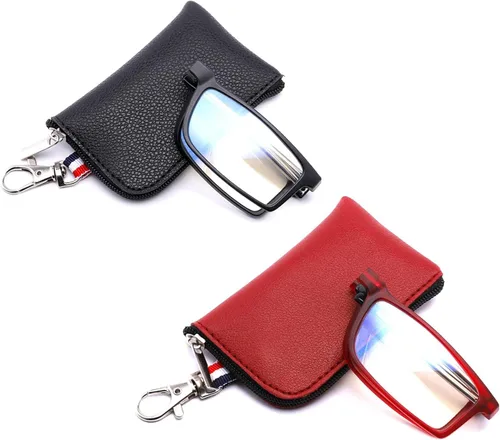 GOOSEN Gafas de lectura para mujeres y hombres, llavero compacto plegable, gafas de luz azul con lentes transparentes, bisagra de resorte Opt 02: 1